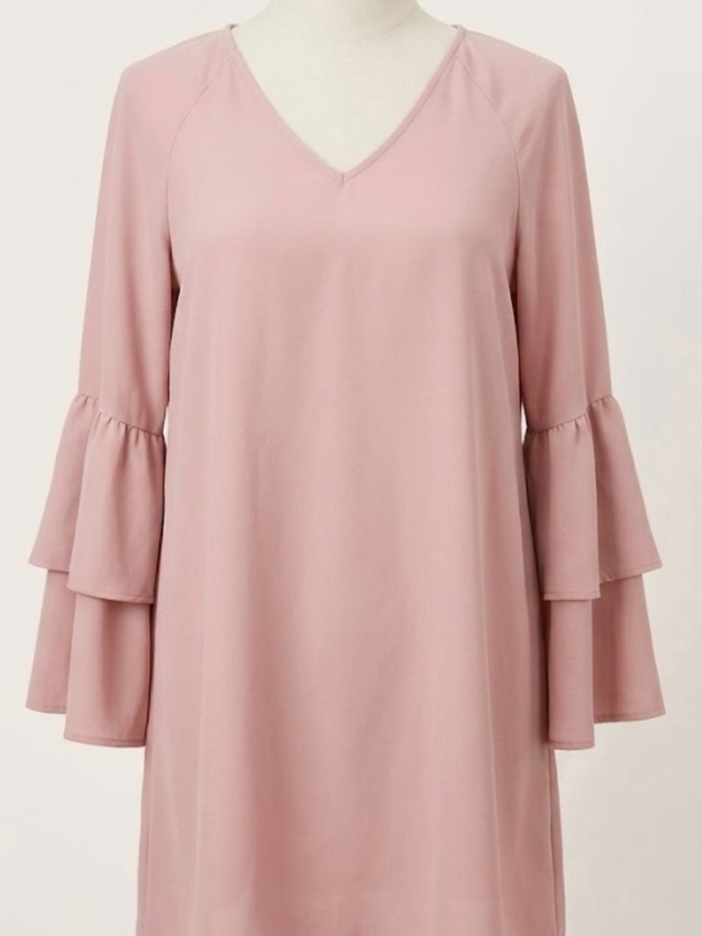 Altar'd State Dusty Pink Tiered Bell Sleeve V-Neck Dress